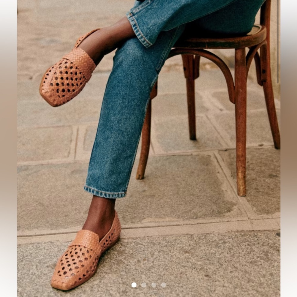 Sezane woven slip-on loafers in tan leather